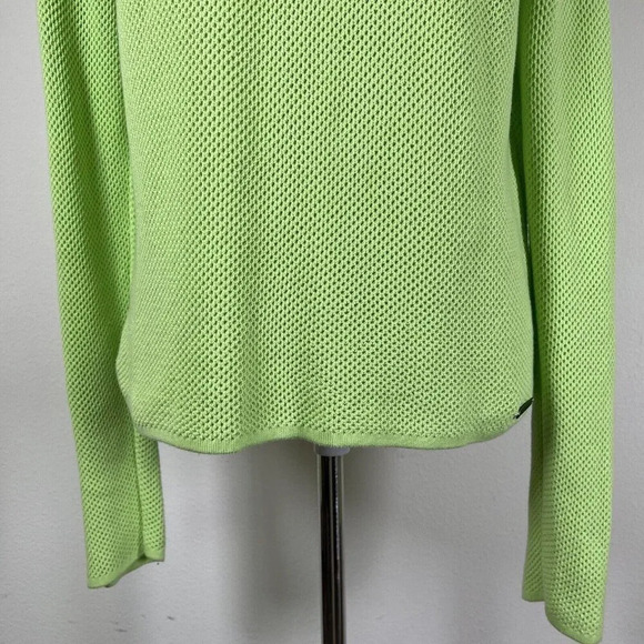 Sweaty Betty Idol Mesh Sweater Women's Large Neon Green Crewneck Athletic Run - Picture 6 of 14